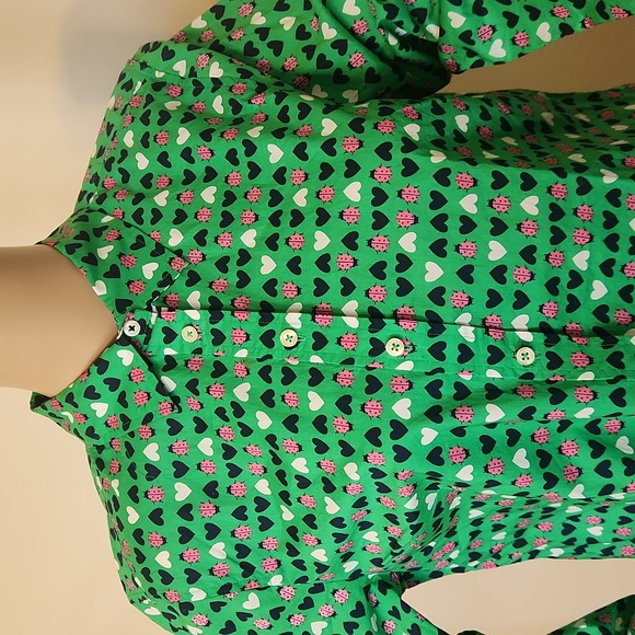 Talbots Petite Classic Button-Down Front Ladybug Print Shirt New With Tags - Picture 3 of 9